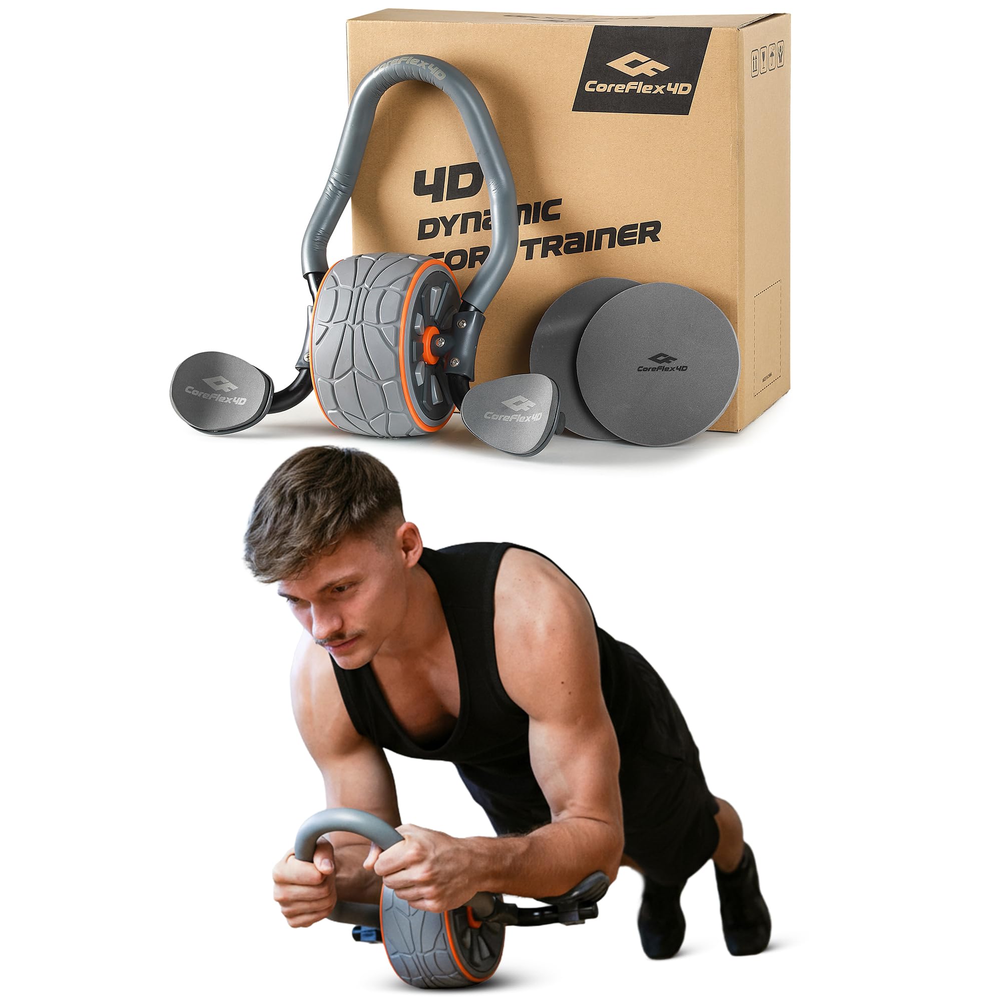 Ab Roller Wheel With Elbow Support - CoreFlex4D Ab Roller Wheel dengan Penyangga