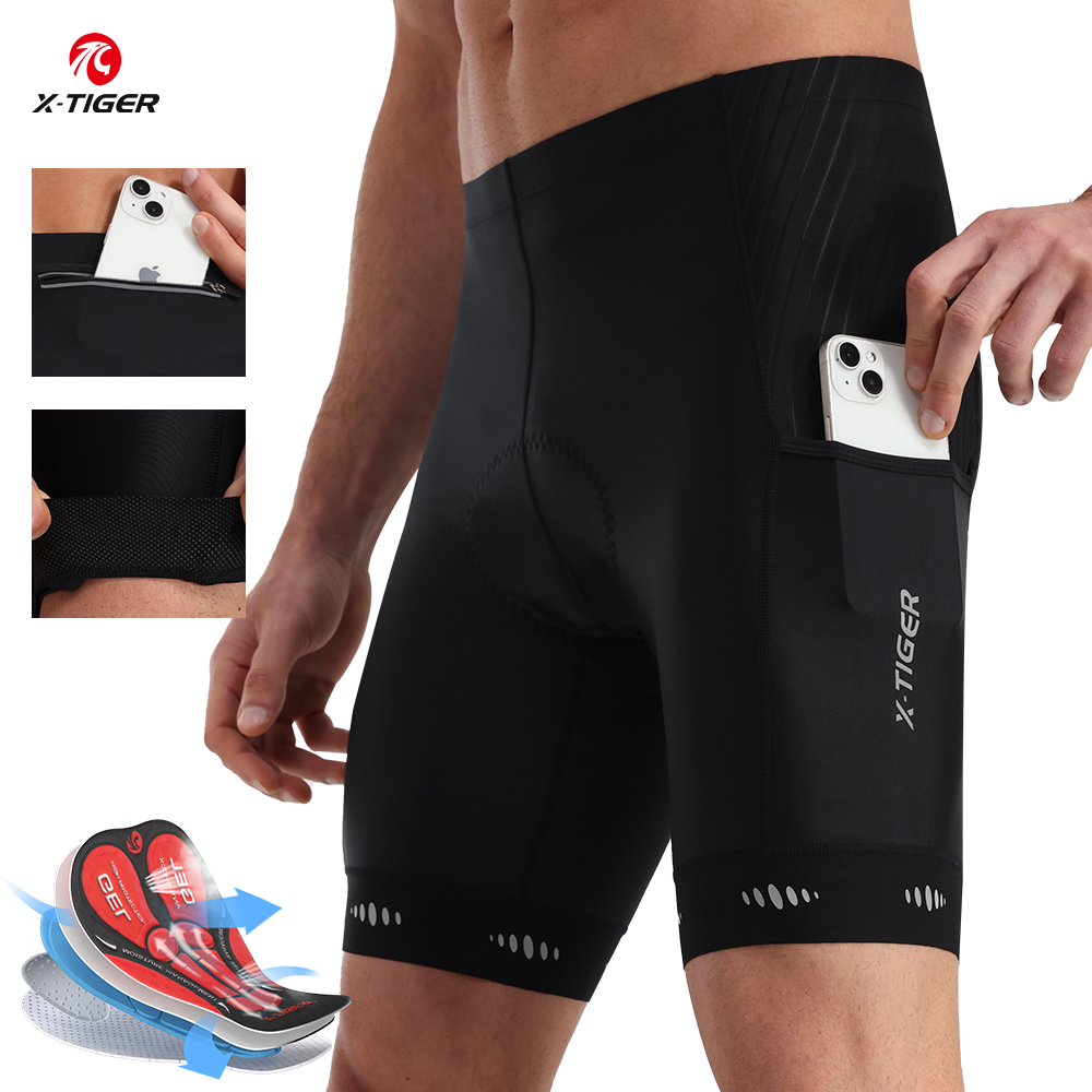 Padded Cycling Shorts 5D Gel - X-TIGER celana pendek bersepeda pria, dengan