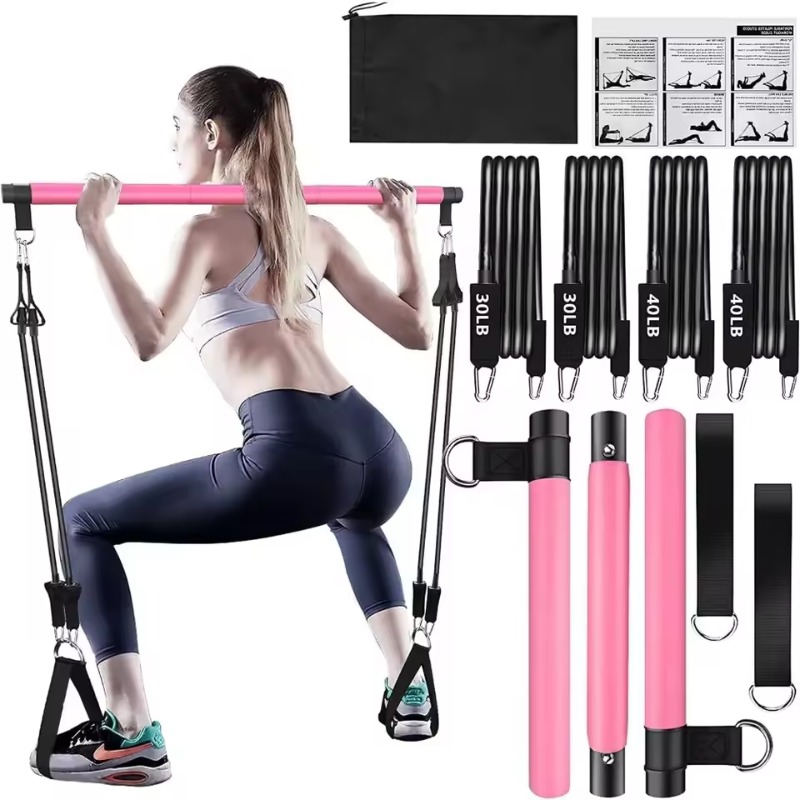 Pilates Bar Kit With Resistance Bands - Peralatan Pilates Bar dengan Resistance Band,