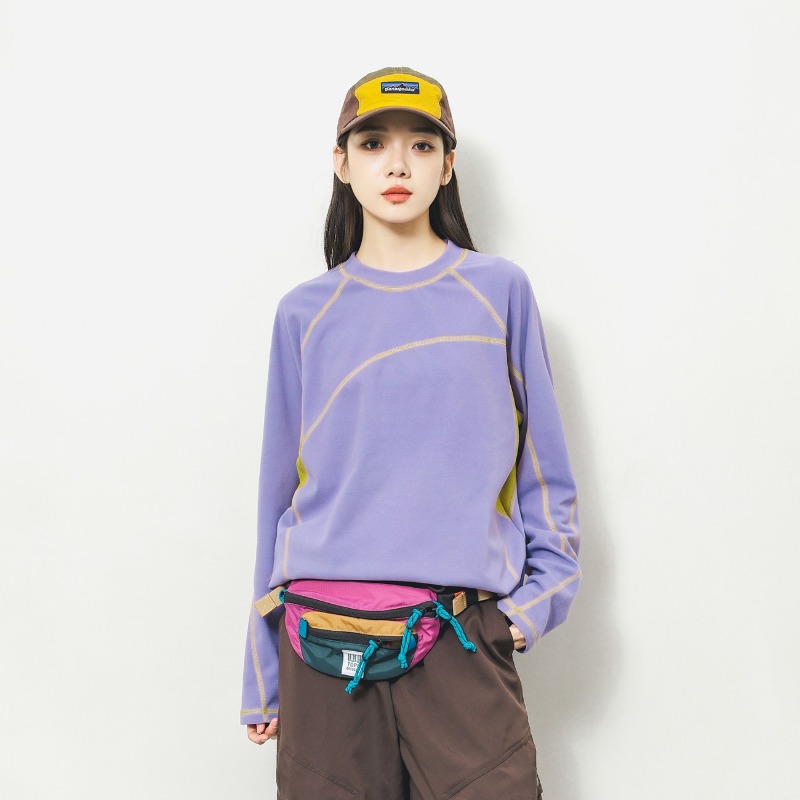 Hiking - Kaos Lengan Panjang Unisex Warna Kontras