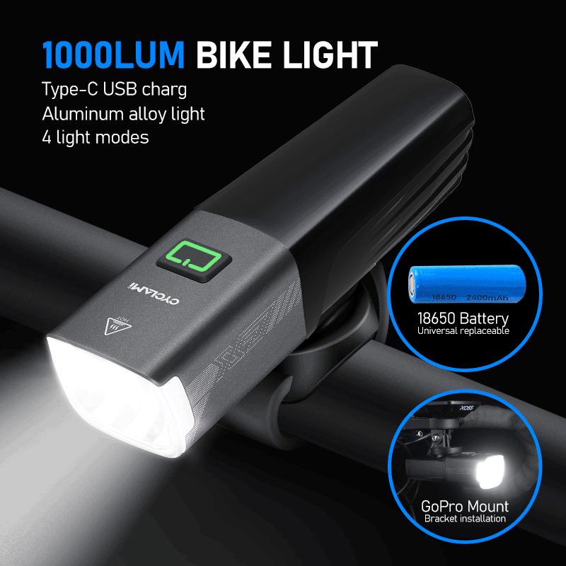 Rechargeable Bicycle Headlight 1000 Lumen - CYCLAMI X7 Reality 1000 Lumens Lampu
