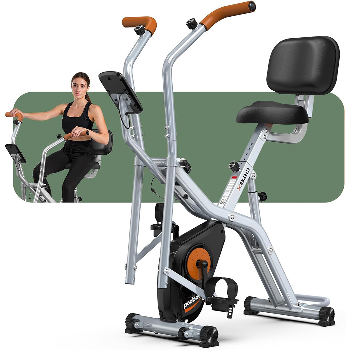 Exercise Bike Magnetic Resistance - Pooboo Sepeda Stasioner Lipat 2-in-1, Mode