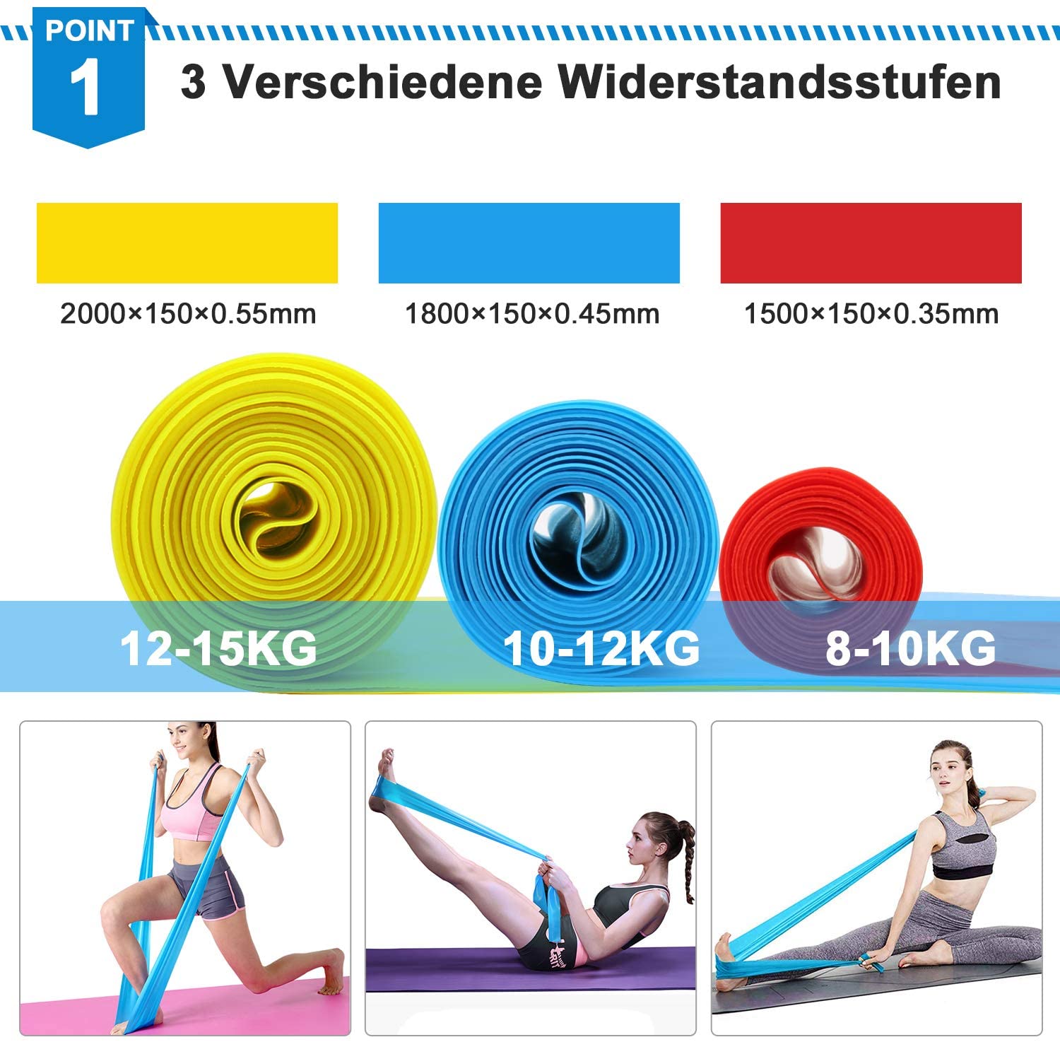 Pita Kebugaran Elastis 3 Buah  - Pilates Bar Kit With Resistance Bands ulasan dan harga