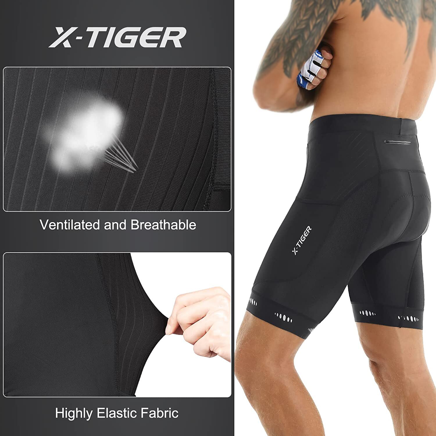 X-TIGER celana pendek berseped - Padded Cycling Shorts 5D Gel ulasan dan harga