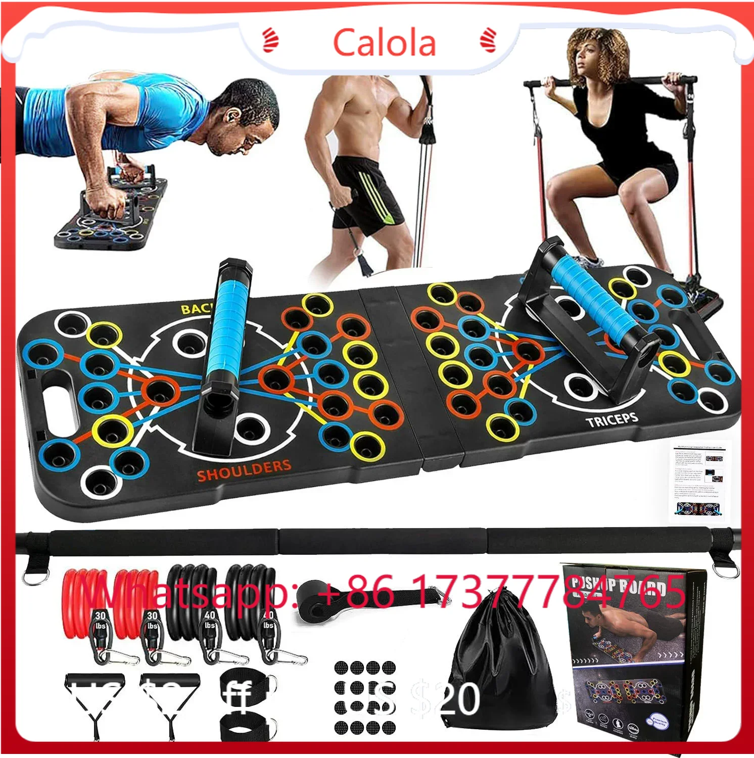 Set Papan Push Up Multifungsi  - Pilates Bar Kit With Resistance Bands ulasan dan harga
