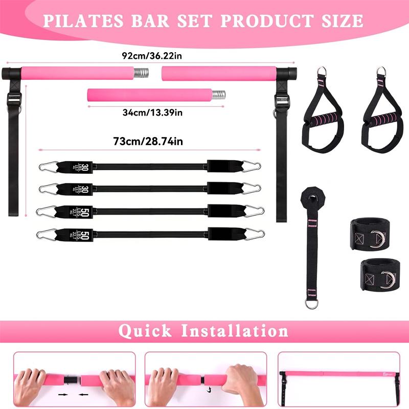Kit Bar Pilates Multifungsi de - Pilates Bar Kit With Resistance Bands ulasan dan harga